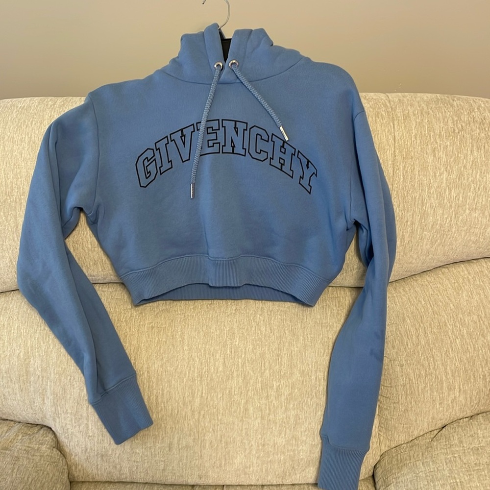 Light blue givenchy hoodie crop style